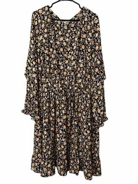 NWT LOFT Plus Size 22 Floral Midi Dress Long Sleeve Boho Work Casual Dress